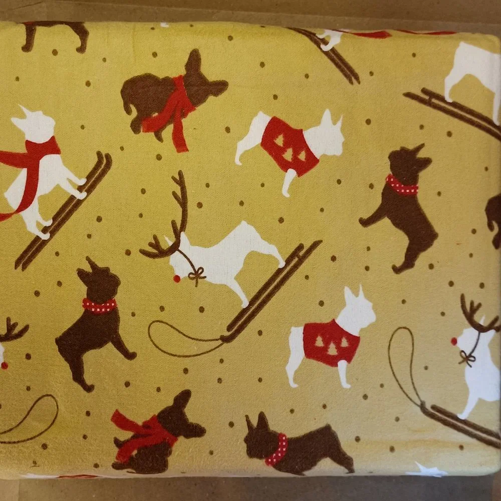 Martha Stewart Collection FULL Flannel Sheet Set PUPPY LOVE Dogs in Sweaters
